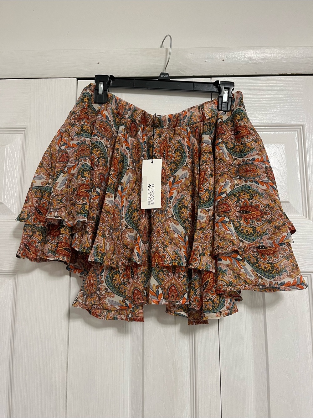 Molly Bracken Rust Multi Paisley Tiered Skort